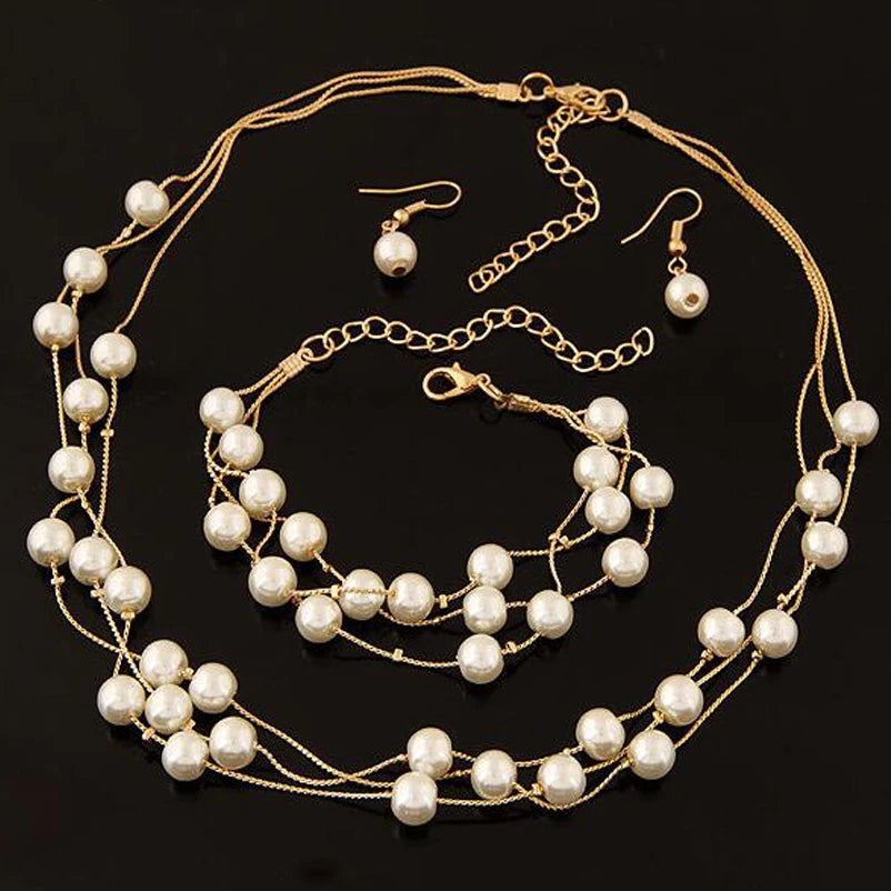 Elegant Pearl Bridal Jewelry Set