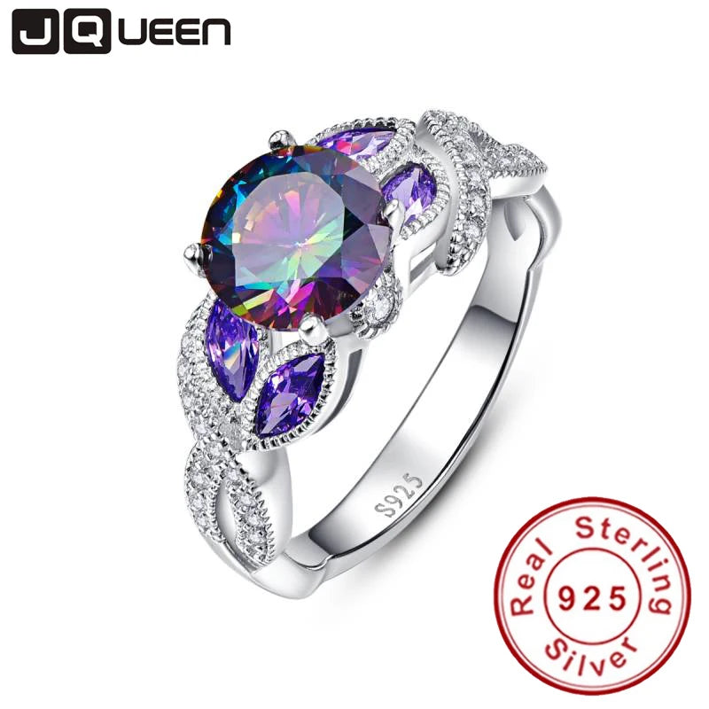 Mystical Rainbow Topaz 925 Sterling Silver Ring