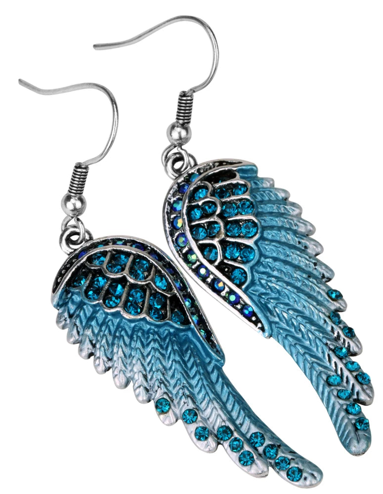 Angel Wings Feather Crystal Earrings