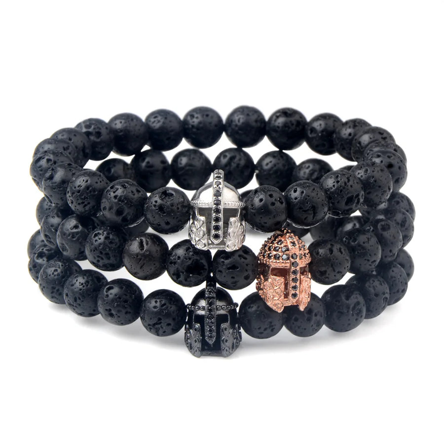 Trendy Lava Stone Imperial Crown Bracelet