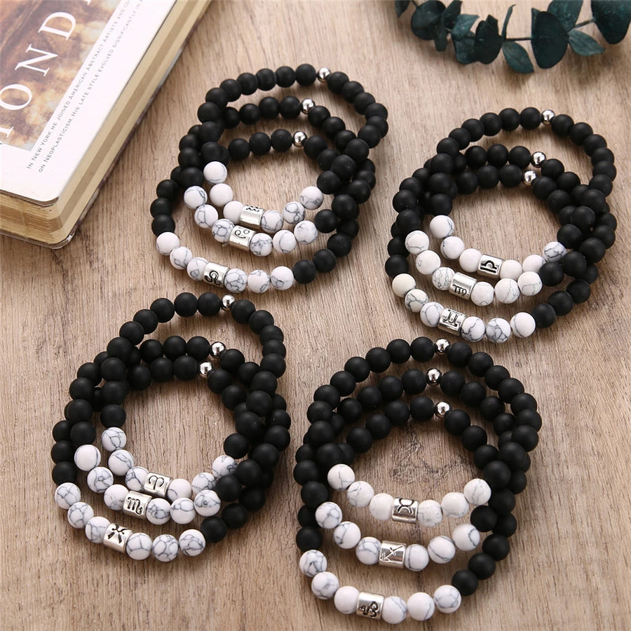 Handmade Black and White Beaded Bracelets