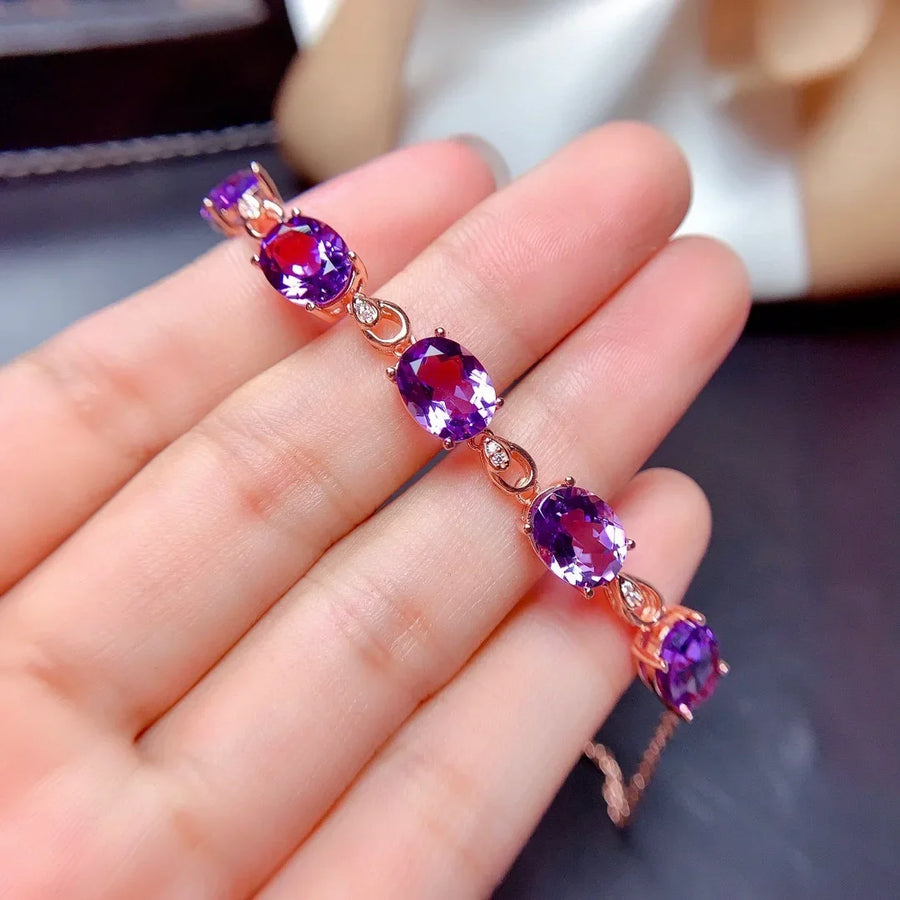 Purple Cubic Zircon Crystal Bracelet