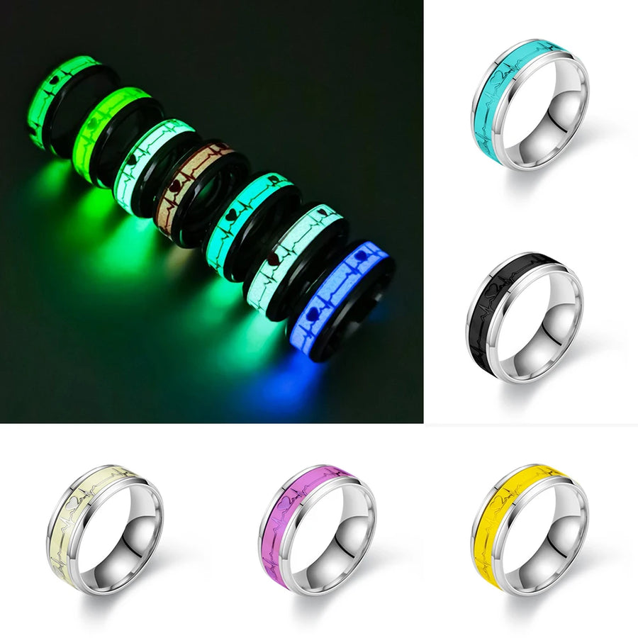 JESUS Letters Glow in the Dark Stainless Steel Ring