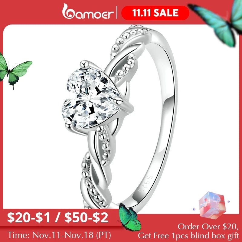 Luxury Geniune 925 Sterling Silver Wedding Engagement Ring